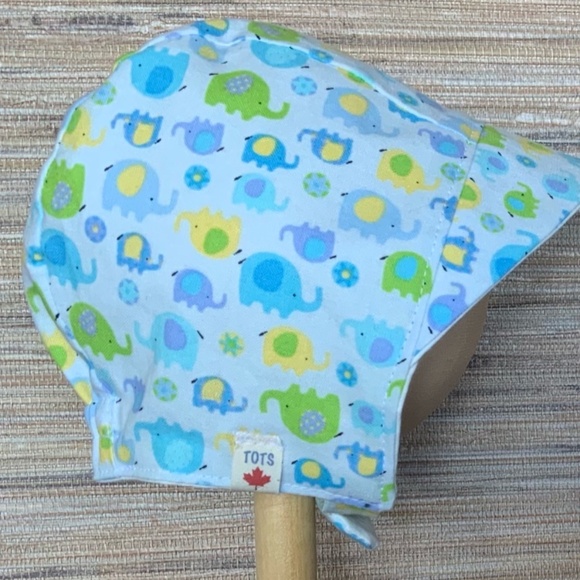 Elephant Print Cotton Bonnet with Chin Strap - Picture 4 of 4